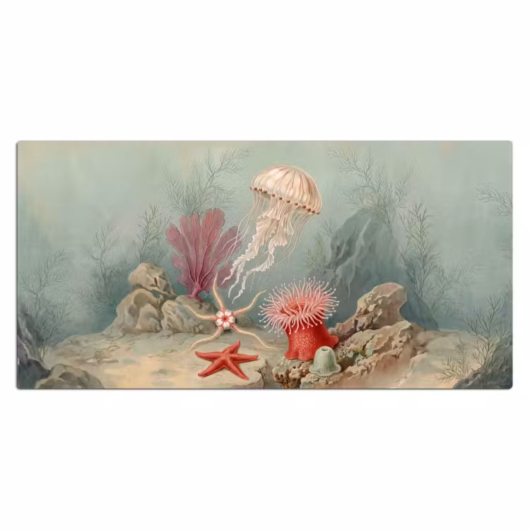 Bureau onderlegger - Zeeleven - Kwal - Onderwater - Illustratie - Beige — 2