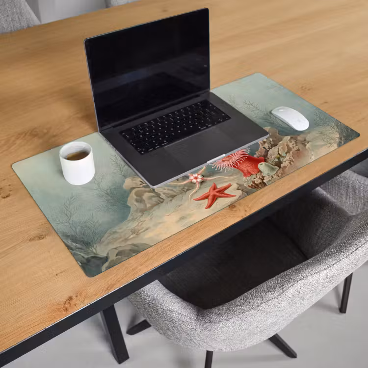 Bureau onderlegger - Zeeleven - Kwal - Onderwater - Illustratie - Beige — 3