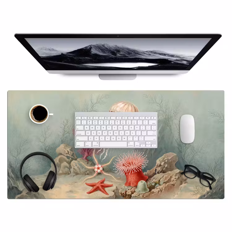 Bureau onderlegger - Zeeleven - Kwal - Onderwater - Illustratie - Beige — 4
