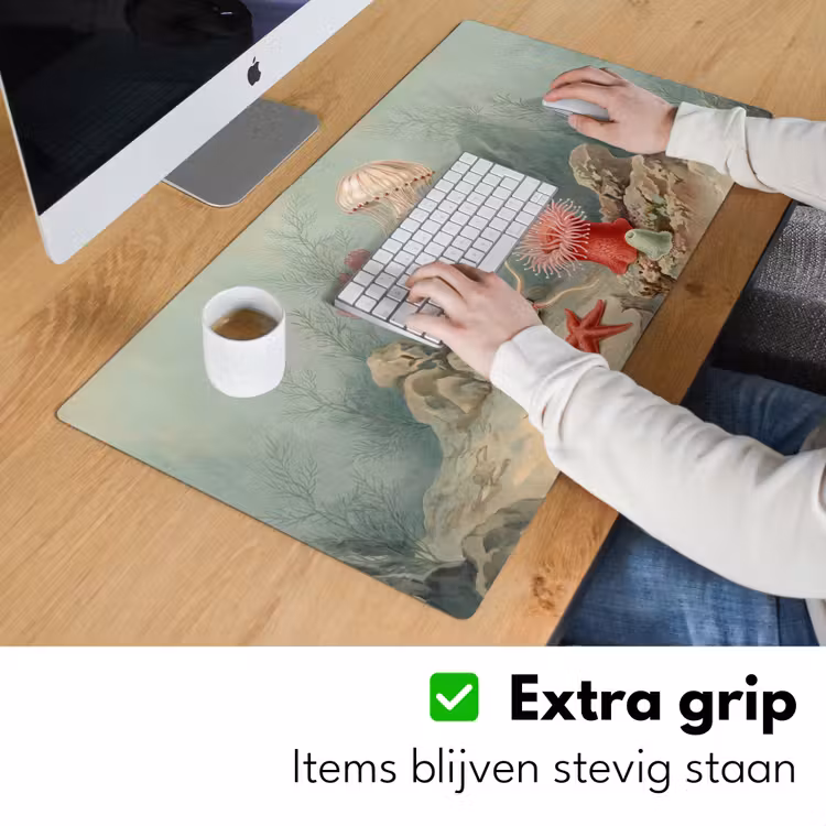 Bureau onderlegger - Zeeleven - Kwal - Onderwater - Illustratie - Beige — 6