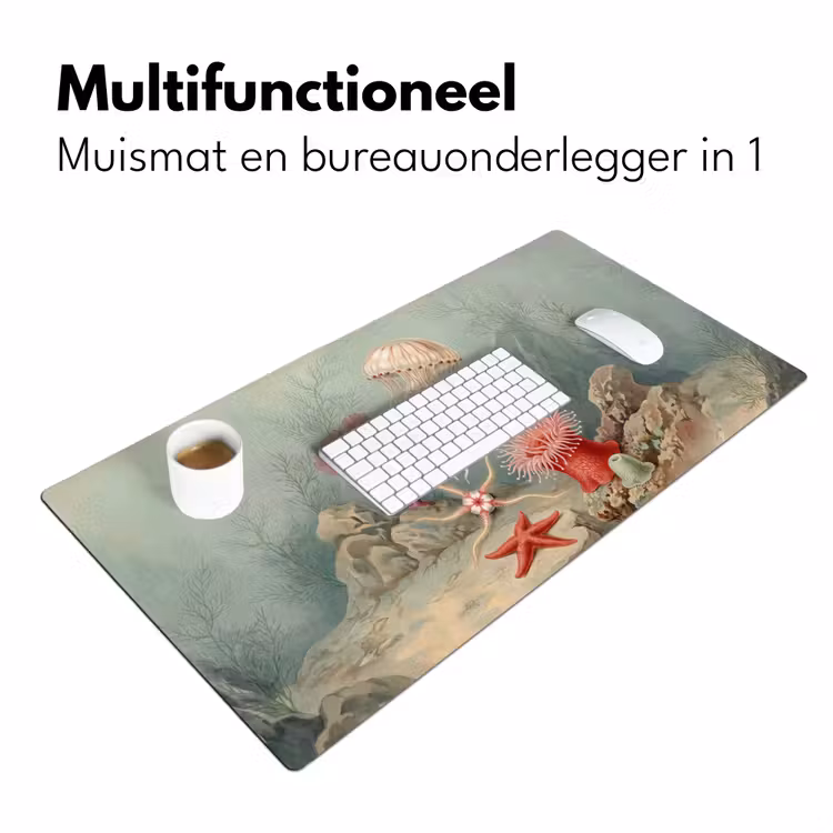 Bureau onderlegger - Zeeleven - Kwal - Onderwater - Illustratie - Beige — 7