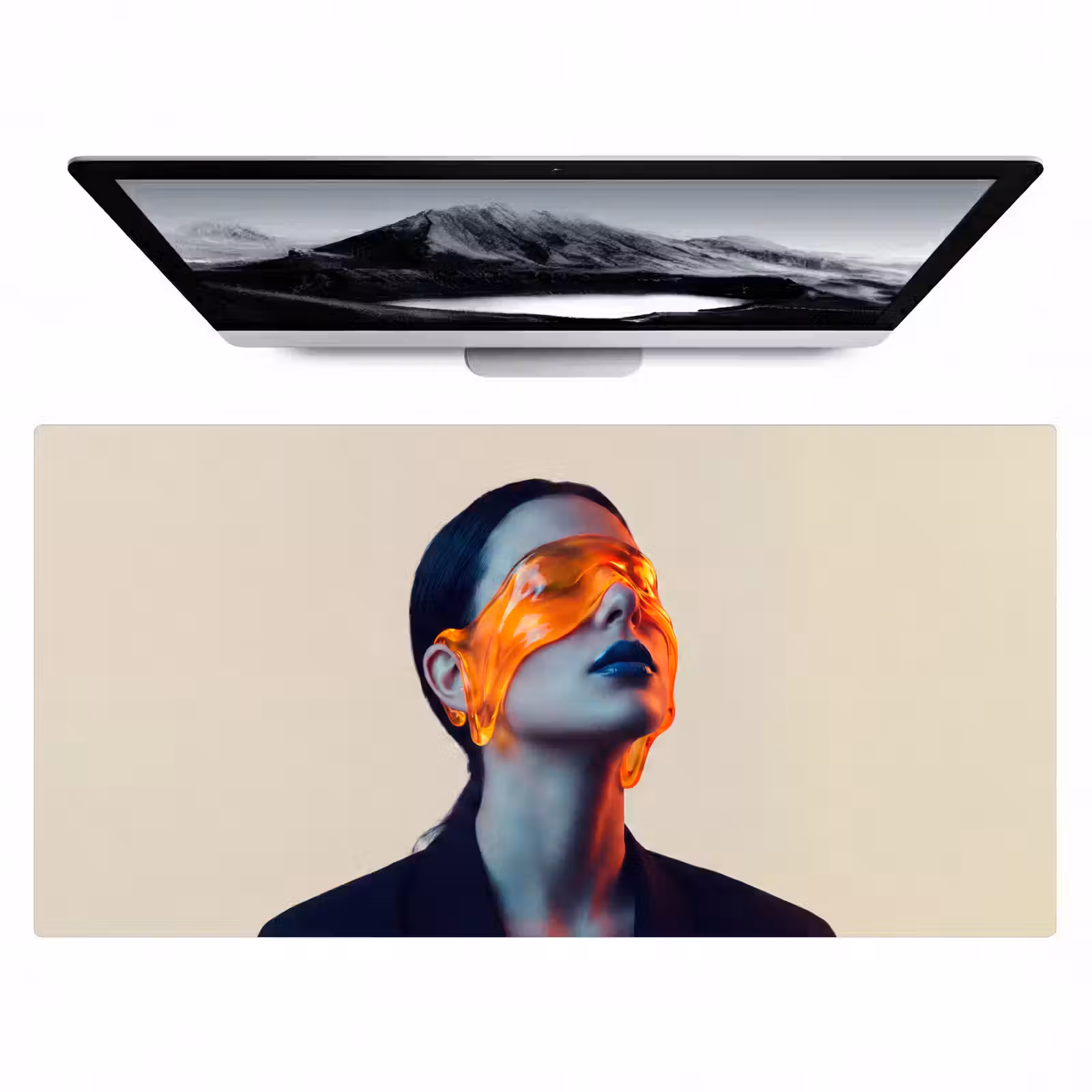 Bureau onderlegger - Vrouw - Oranje - Abstract - Modern - Kleurrijk — 1
