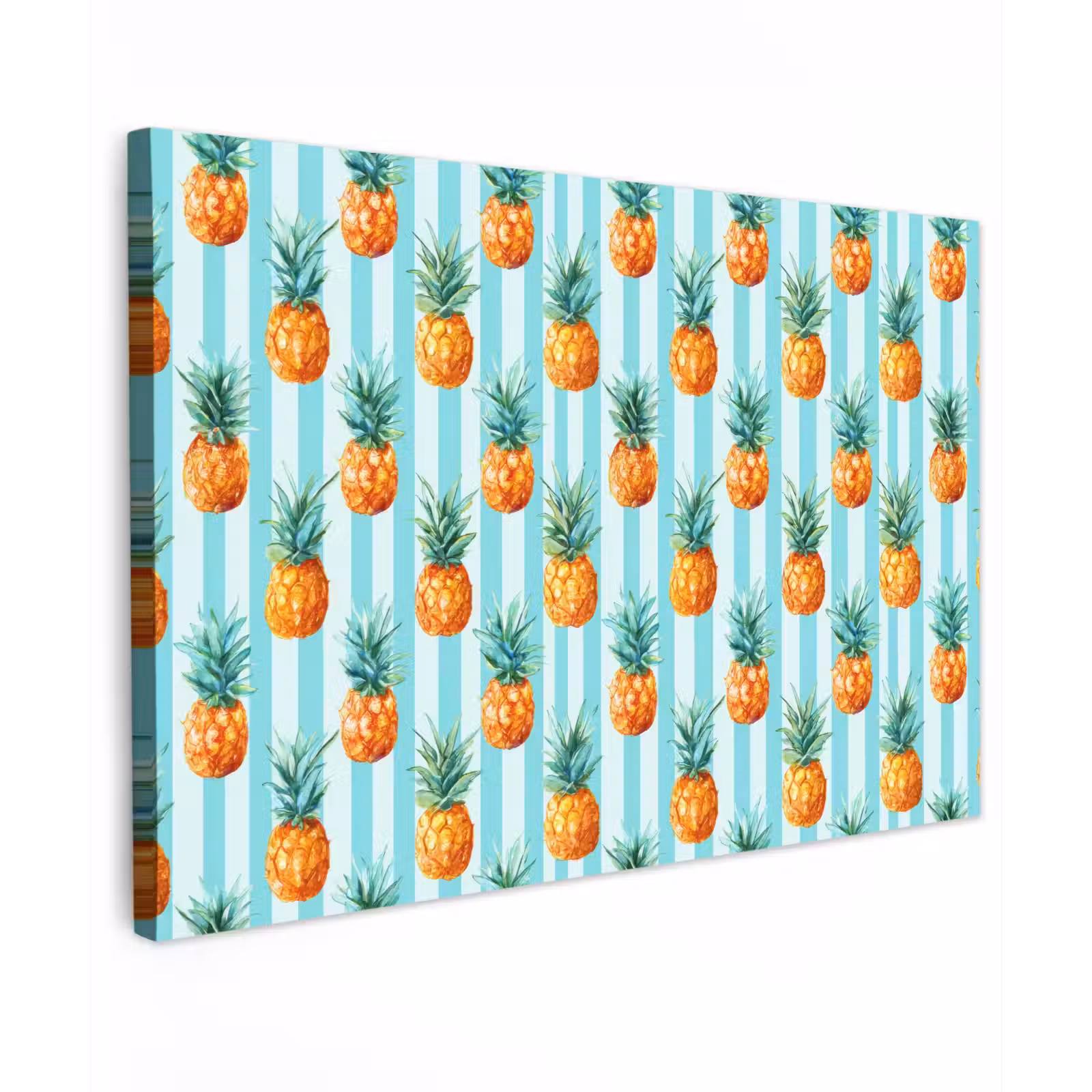 Canvas schilderij - Ananas - Strepen - Groen — 1