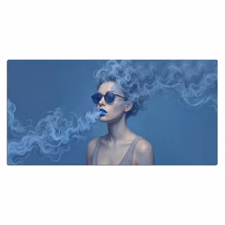 Bureau onderlegger - Portret - Zonnebril - Rook - Abstract - Blauw — 2