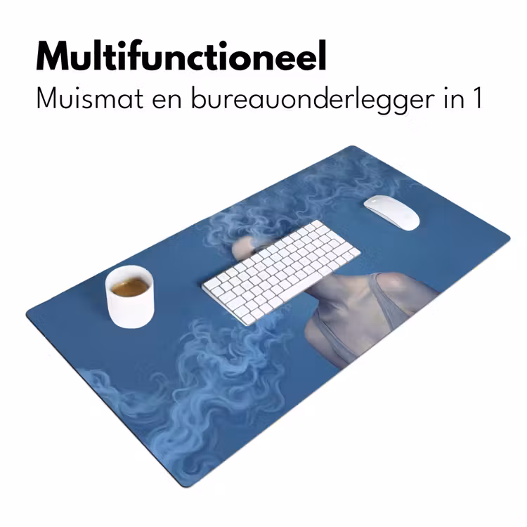 Bureau onderlegger - Portret - Zonnebril - Rook - Abstract - Blauw — 7