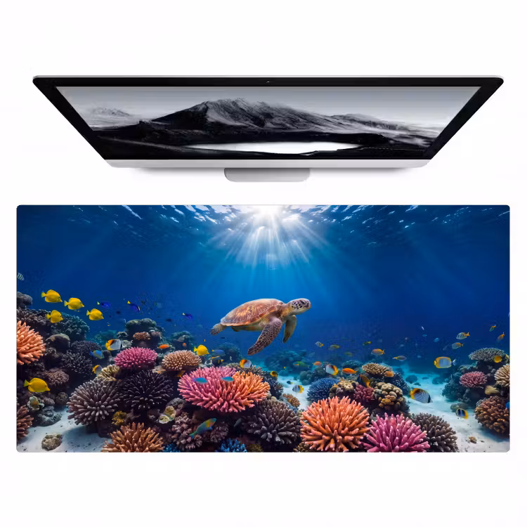 Bureau onderlegger - Schildpad - Koraalrif - Oceaan - Dieren - Blauw — 1