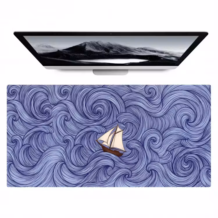 Bureau onderlegger - Schip - Golven - Zee - Illustratie - Blauw — 1