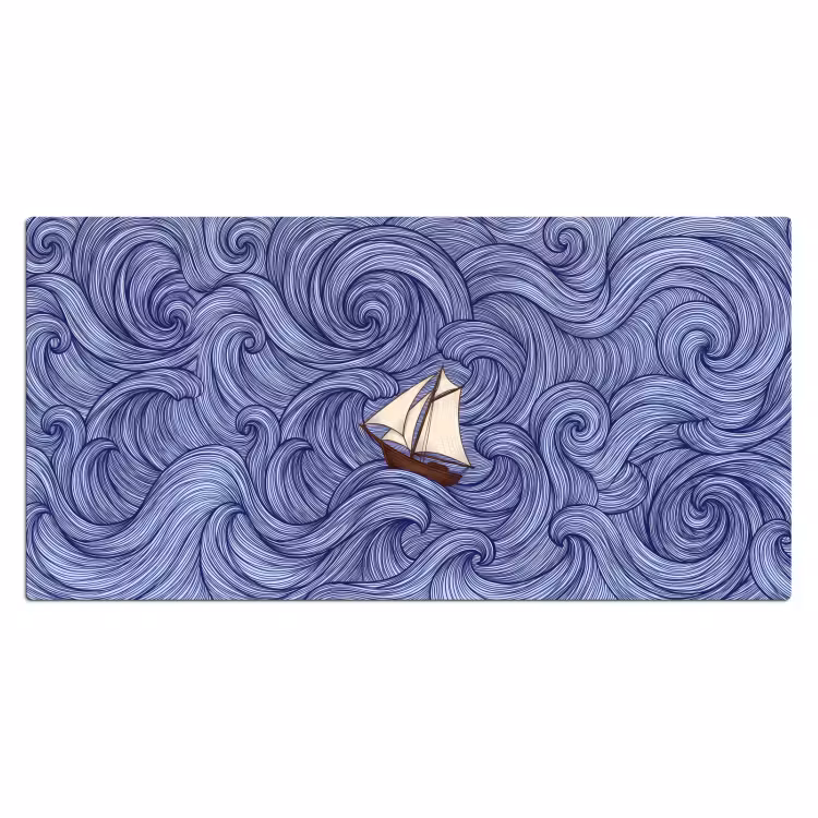 Bureau onderlegger - Schip - Golven - Zee - Illustratie - Blauw — 2