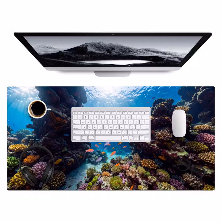 Bureau onderlegger - Vis - Koraalrif - Onderwater - Levendig - Blauw — 4