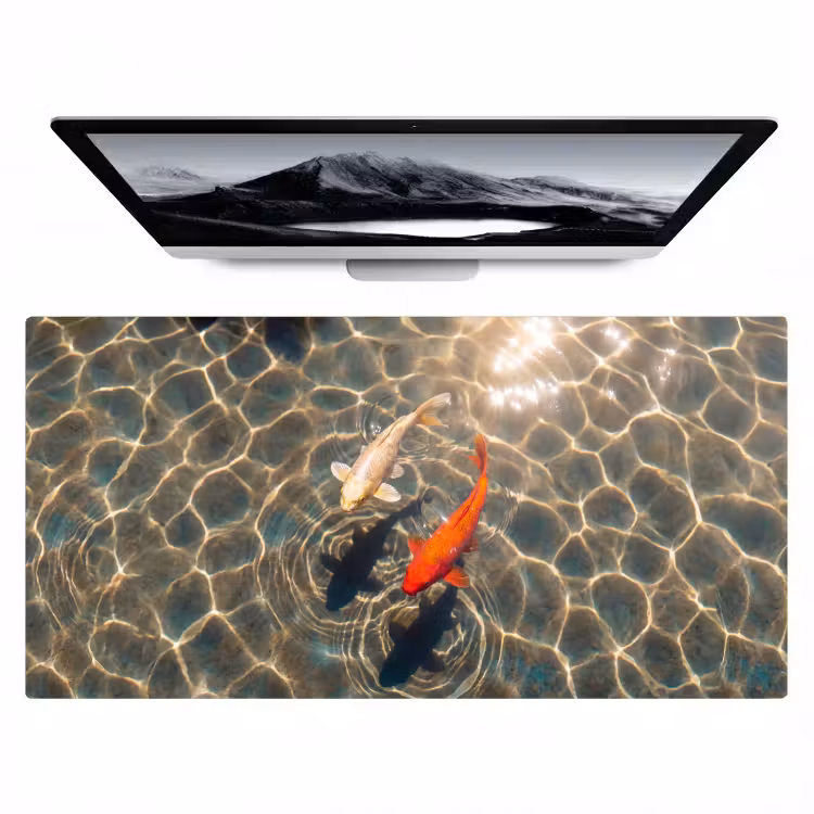 Bureau onderlegger - Vis - Water - Dieren - Oranje - Goud — 1