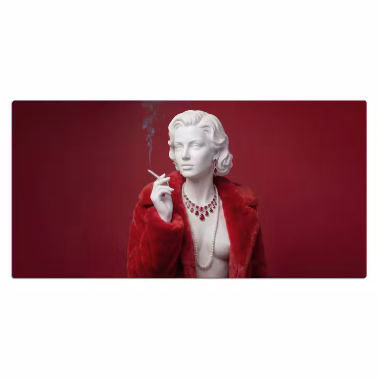Bureau onderlegger - Vrouw - Bontjas - Mode - Klassiek - Rood — 2