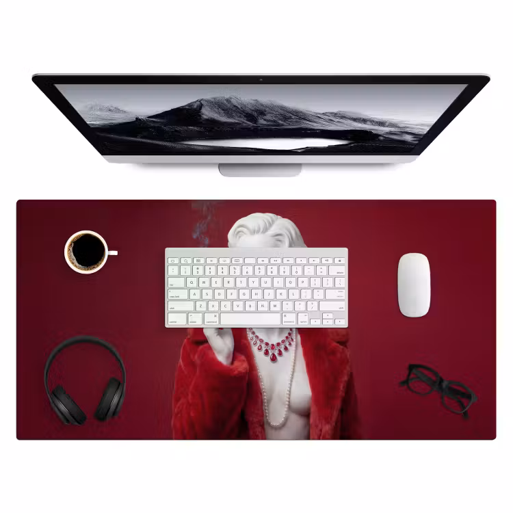 Bureau onderlegger - Vrouw - Bontjas - Mode - Klassiek - Rood — 4
