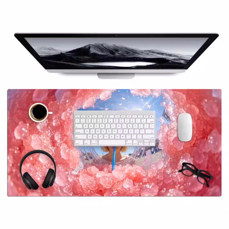 Bureau onderlegger - Vrouw - Drank - Zomer - Roze - Blauw — 4