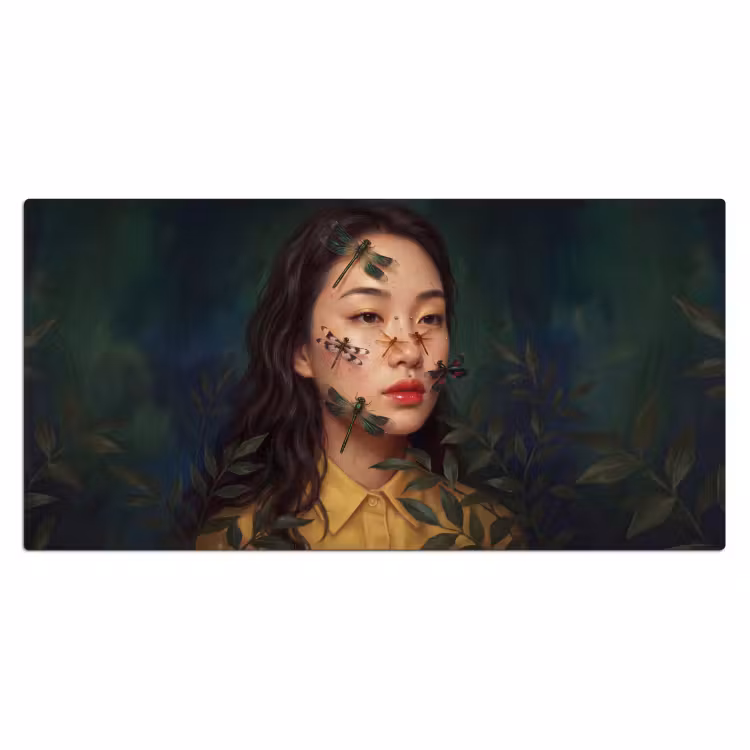 Bureau onderlegger - Vrouw - Insecten - Natuur - Portret - Groen — 2