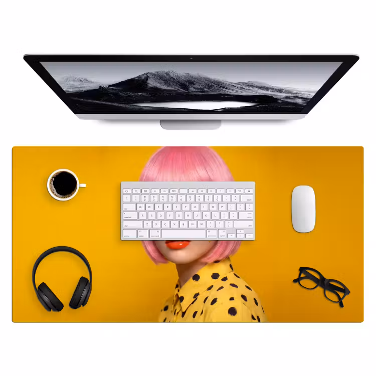 Bureau onderlegger - Vrouw - Portret - Abstract - Kleurrijk - Geel — 4