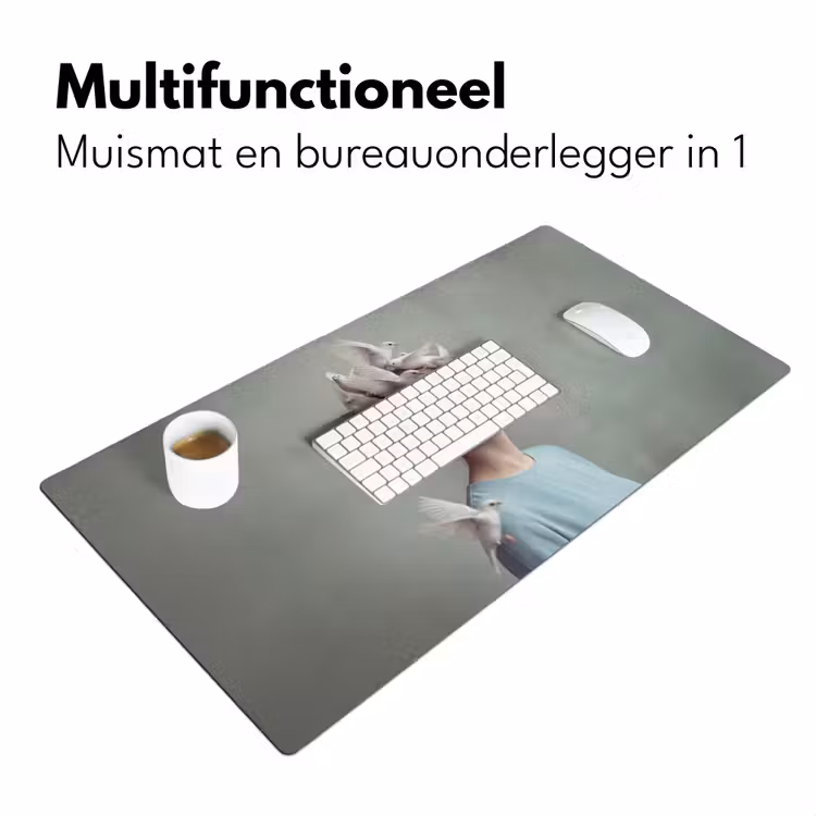 Bureau onderlegger - Vrouw - Vogels - Abstract - Modern - Wit — 7