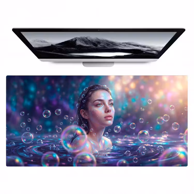 Bureau onderlegger - Vrouw - Water - Portret - Kleurrijk - Modern — 1
