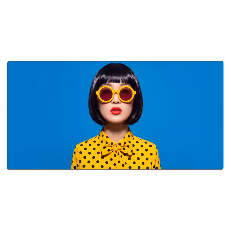 Bureau onderlegger - Vrouw - Zonnebril - Pop Art - Portret - Geel — 2