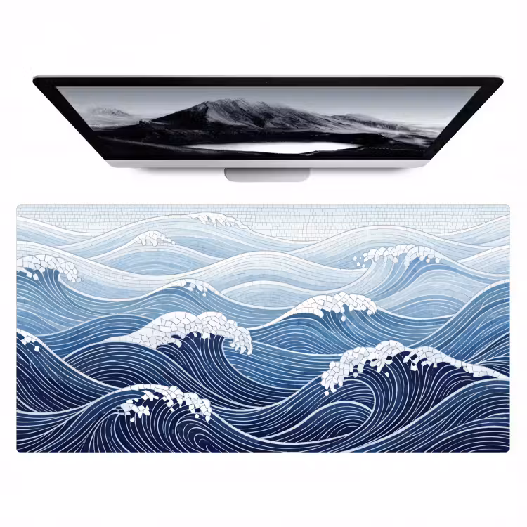 Bureau onderlegger - Water - Mozaïek - Landschap - Modern - Blauw — 1