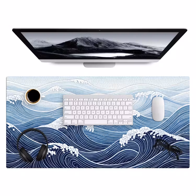 Bureau onderlegger - Water - Mozaïek - Landschap - Modern - Blauw — 4