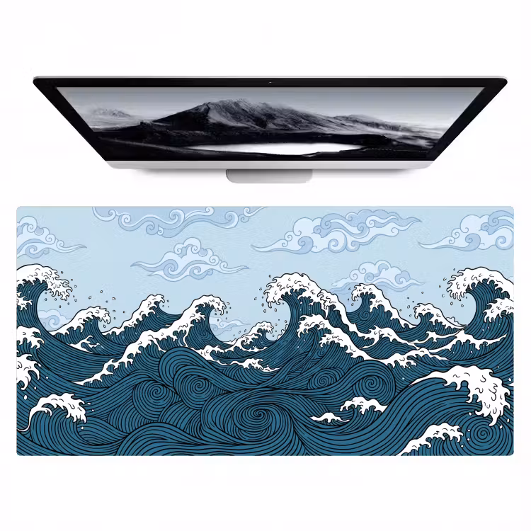 Bureau onderlegger - Zee - Golven - Japans - Natuur - Blauw — 1