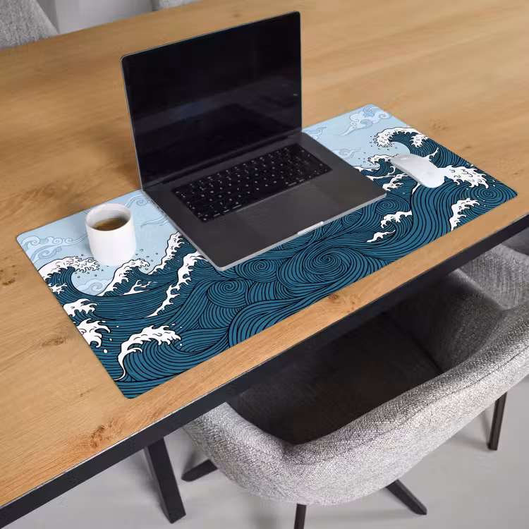 Bureau onderlegger - Zee - Golven - Japans - Natuur - Blauw — 3