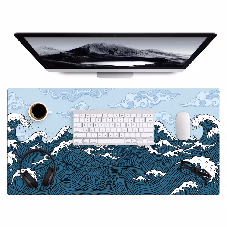 Bureau onderlegger - Zee - Golven - Japans - Natuur - Blauw — 4