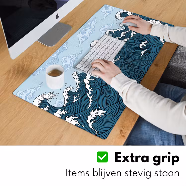 Bureau onderlegger - Zee - Golven - Japans - Natuur - Blauw — 6