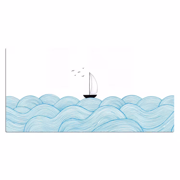Bureau onderlegger - Zeilboot - Golven - Zee - Illustratie - Blauw — 2