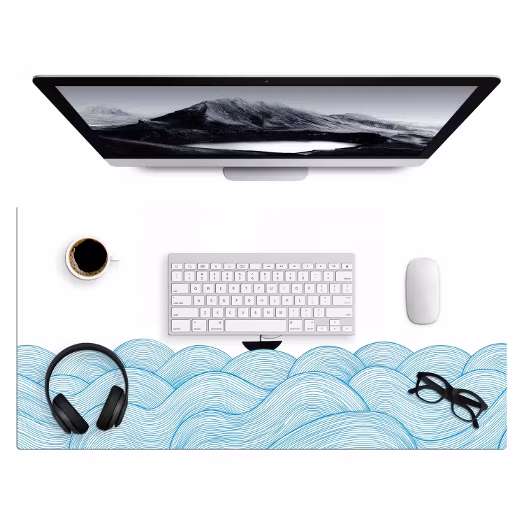 Bureau onderlegger - Zeilboot - Golven - Zee - Illustratie - Blauw — 4