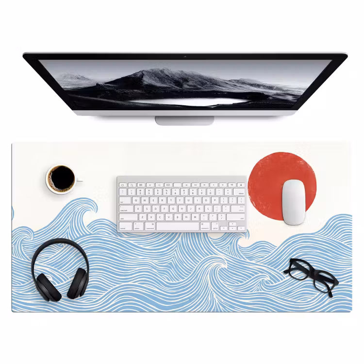 Bureau onderlegger - Zon - Golven - Oceaan - Abstract - Rood — 4