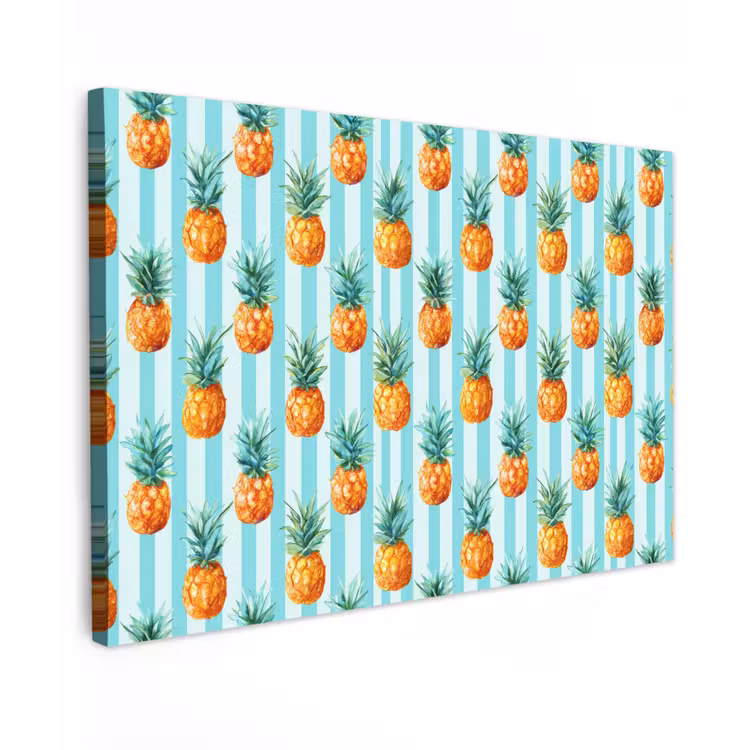 Canvas schilderij - Ananas - Strepen - Groen — 1