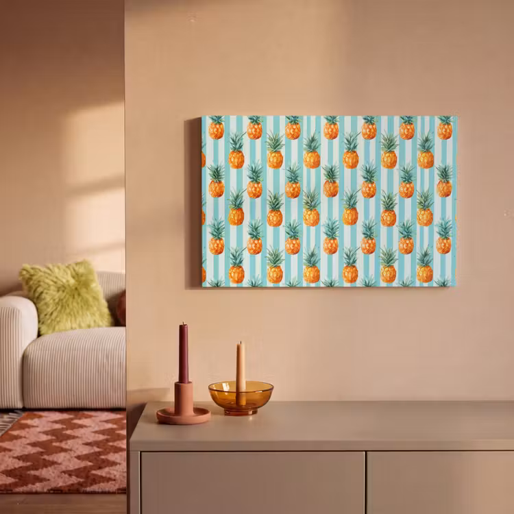 Canvas schilderij - Ananas - Strepen - Groen — 2
