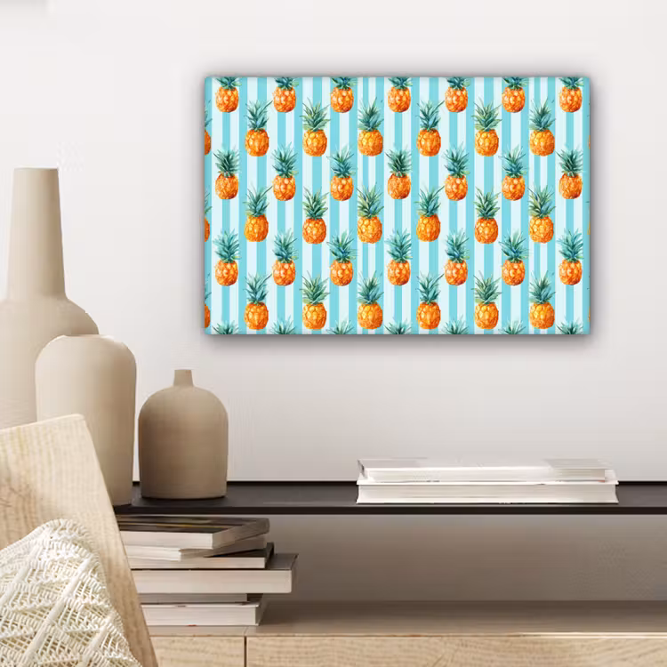 Canvas schilderij - Ananas - Strepen - Groen — 5