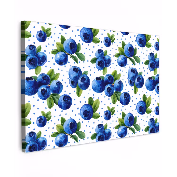 Canvas schilderij - Bessen - Patroon - Blauw — 1