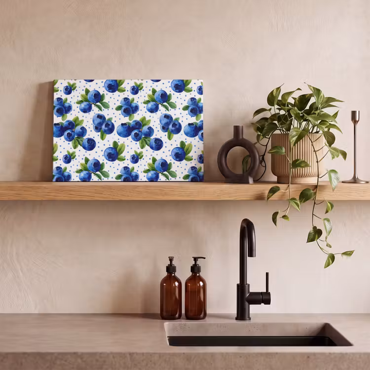 Canvas schilderij - Bessen - Patroon - Blauw — 3