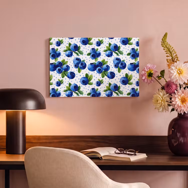 Canvas schilderij - Bessen - Patroon - Blauw — 4