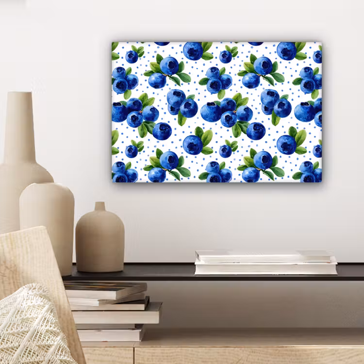 Canvas schilderij - Bessen - Patroon - Blauw — 5