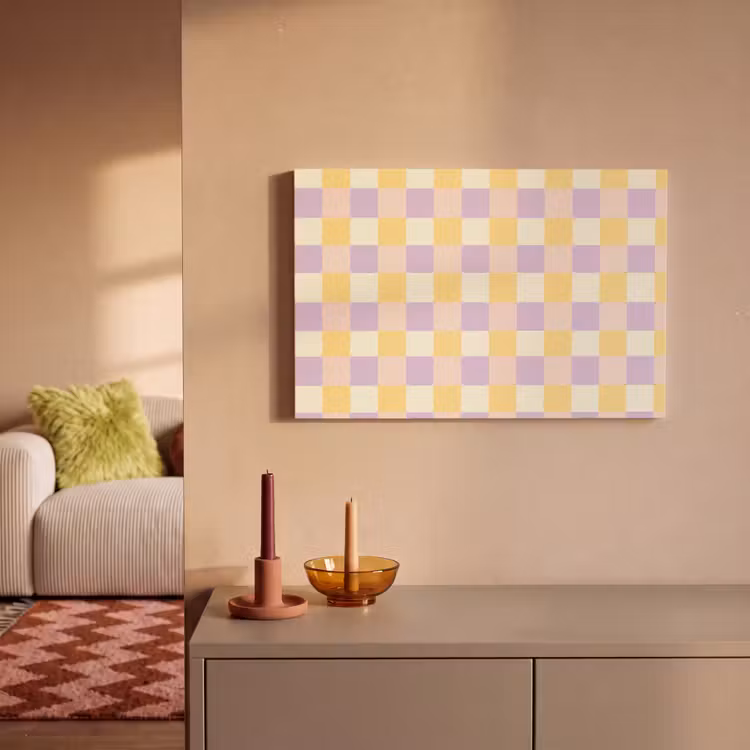 Canvas schilderij - Blokjes - Lila - Geel — 2