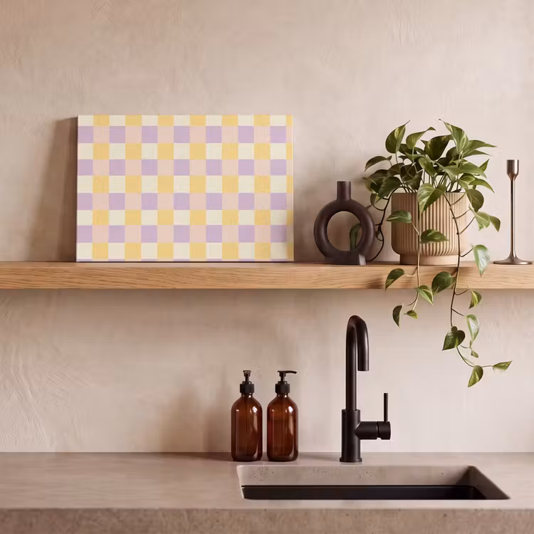 Canvas schilderij - Blokjes - Lila - Geel — 3