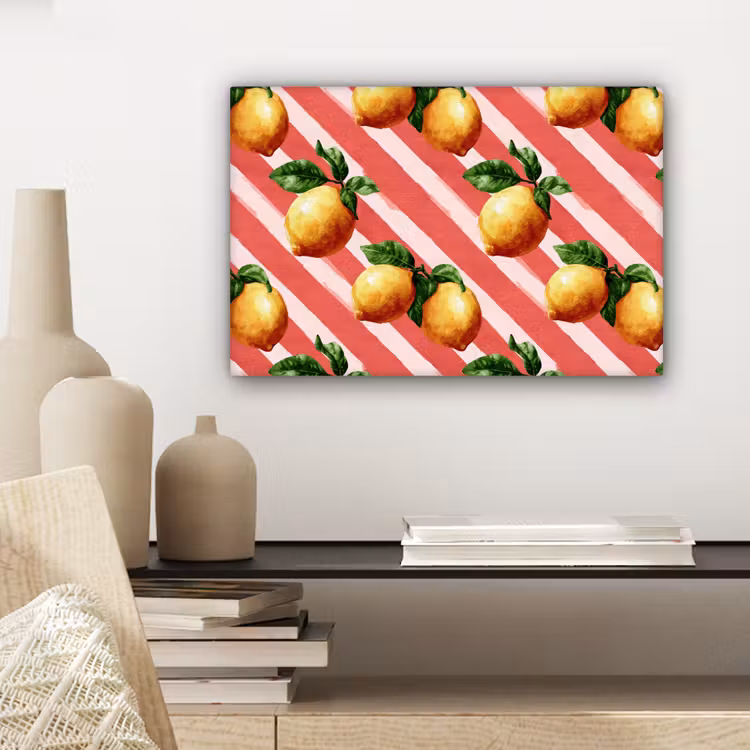 Canvas schilderij - Citroen - Geïllustreerd - Oranje — 5