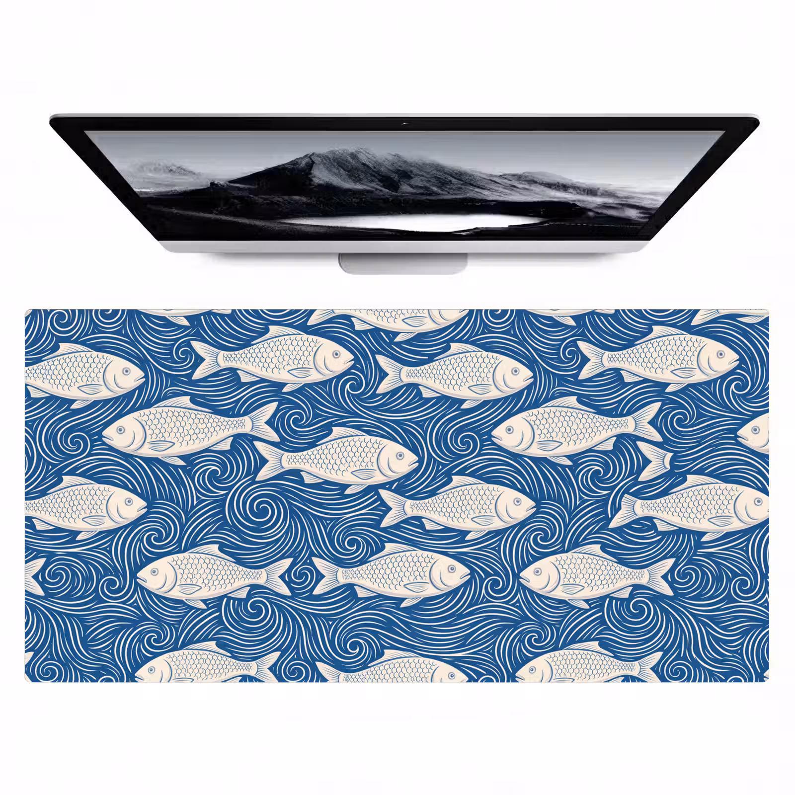 Bureau onderlegger - Vis - Water - Patroon - Grafisch - Blauw — 1