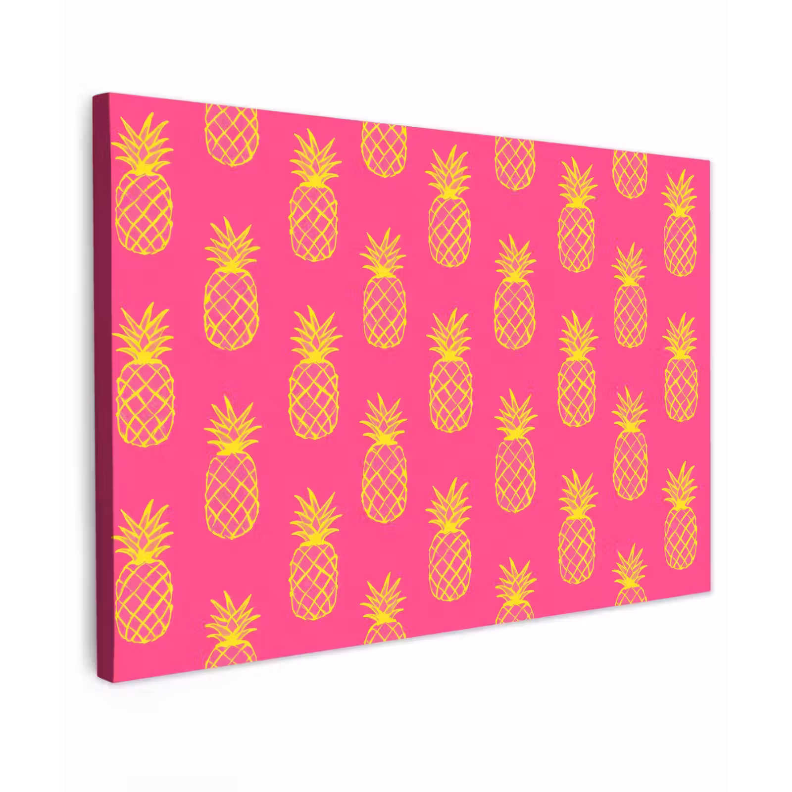 Canvas schilderij - Ananas - Trendy - Roze — 1