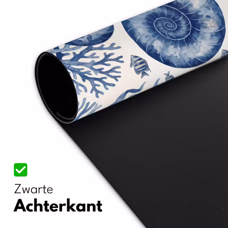 Bureau onderlegger - Schelp - Spiraal - Zeeleven - Aquarel - Blauw — 5