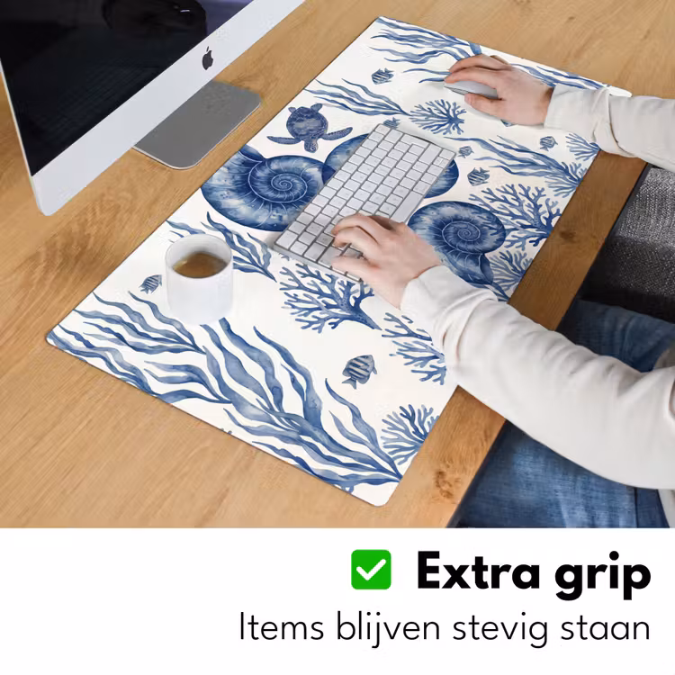 Bureau onderlegger - Schelp - Spiraal - Zeeleven - Aquarel - Blauw — 6