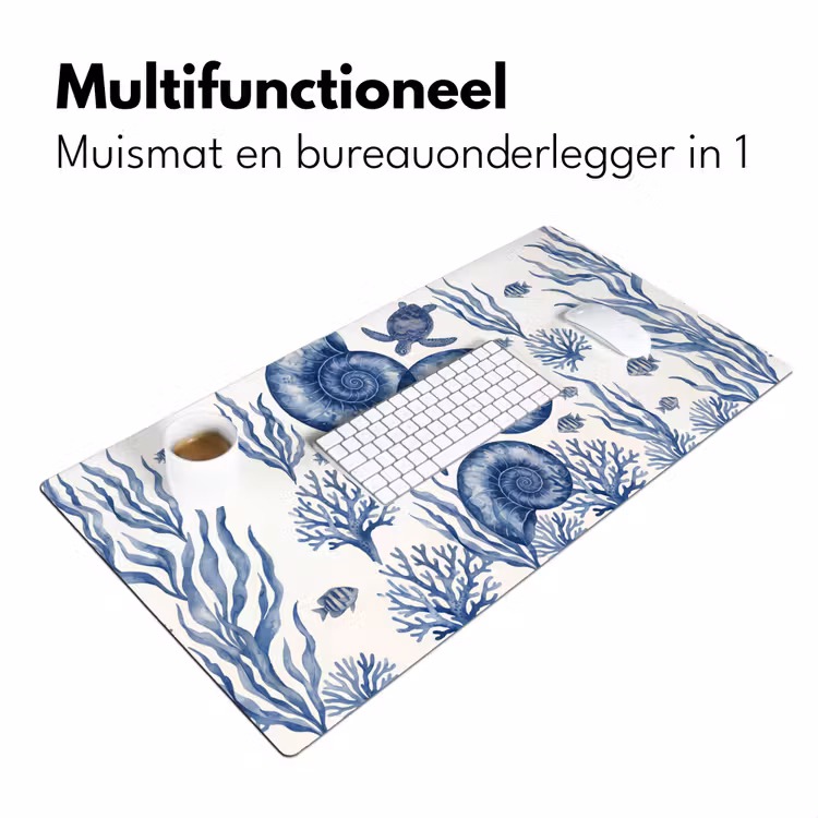 Bureau onderlegger - Schelp - Spiraal - Zeeleven - Aquarel - Blauw — 7