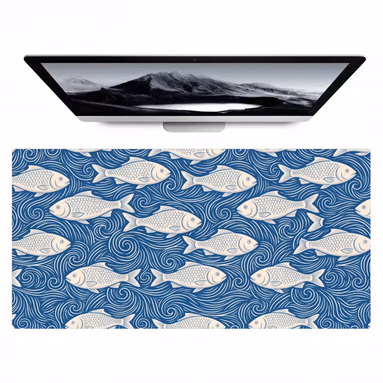 Bureau onderlegger - Vis - Water - Patroon - Grafisch - Blauw — 1