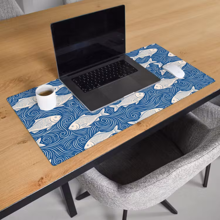 Bureau onderlegger - Vis - Water - Patroon - Grafisch - Blauw — 3
