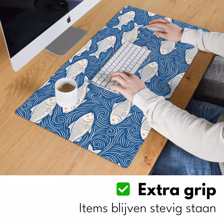 Bureau onderlegger - Vis - Water - Patroon - Grafisch - Blauw — 6