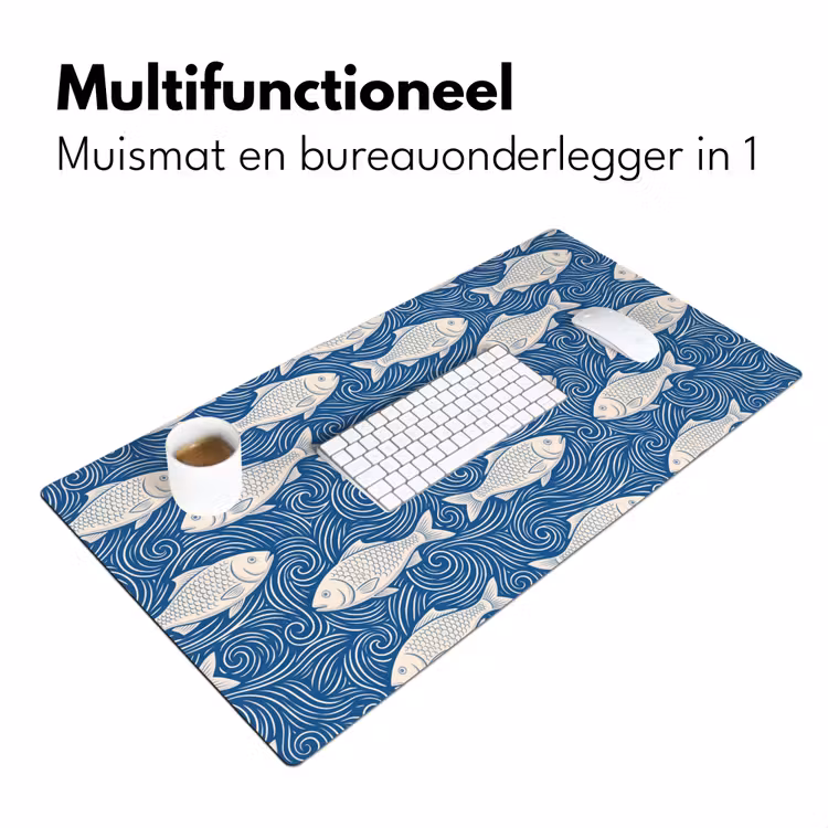 Bureau onderlegger - Vis - Water - Patroon - Grafisch - Blauw — 7
